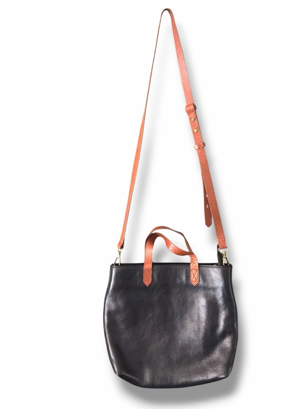 Madewell Brave Embossed Black & Brown Leather Adjustable Crossbody Hobo Bag
